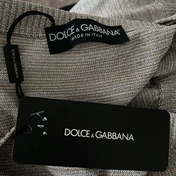 Dolce & Gabbana (Made in Italy) Knit Top, Metallic Tan Silver, NWT, Size 48 - Picture 9 of 9